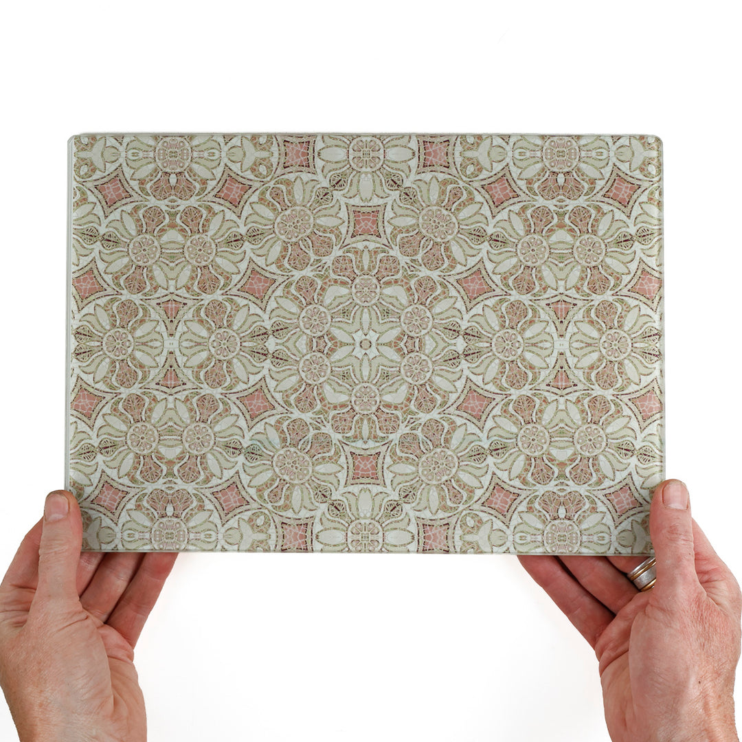 SALE SECOND - Small Pomegranate Worktop Protector - Pink &amp; Grey (20 x 28cm)