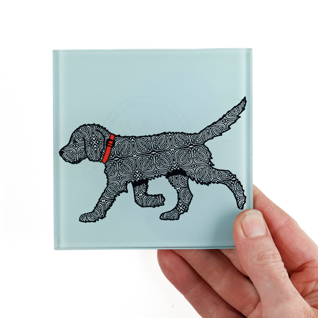 SALE - Single Labradoodle - Strolling Dog - Grey/Black Coaster
