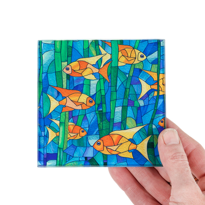 SALE - Single Goldfish Stained Glass Window Design Coaster