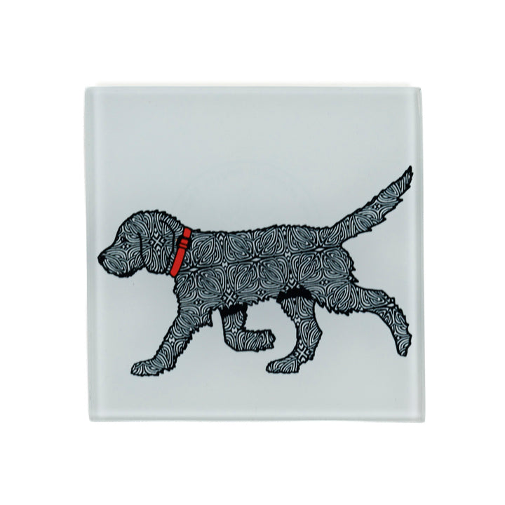 SALE - Single Labradoodle - Strolling Dog - White/Black Coaster