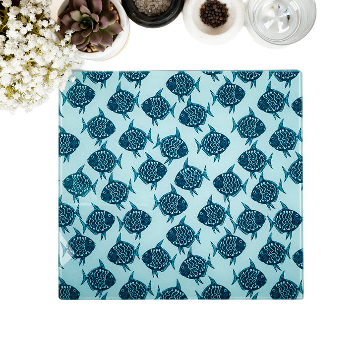 2. WAHL - Mittlerer quadratischer Topfuntersetzer Marineblau „Ocean Shoal“ (glatt)