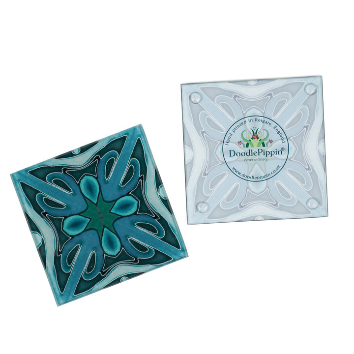 SALE - Pair of Malachite Green Coasters - Large Design