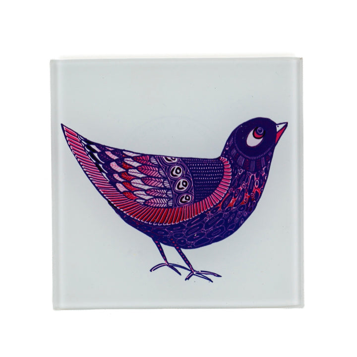 SALE - Set of 4x Partridge Design Square Glass Coasters