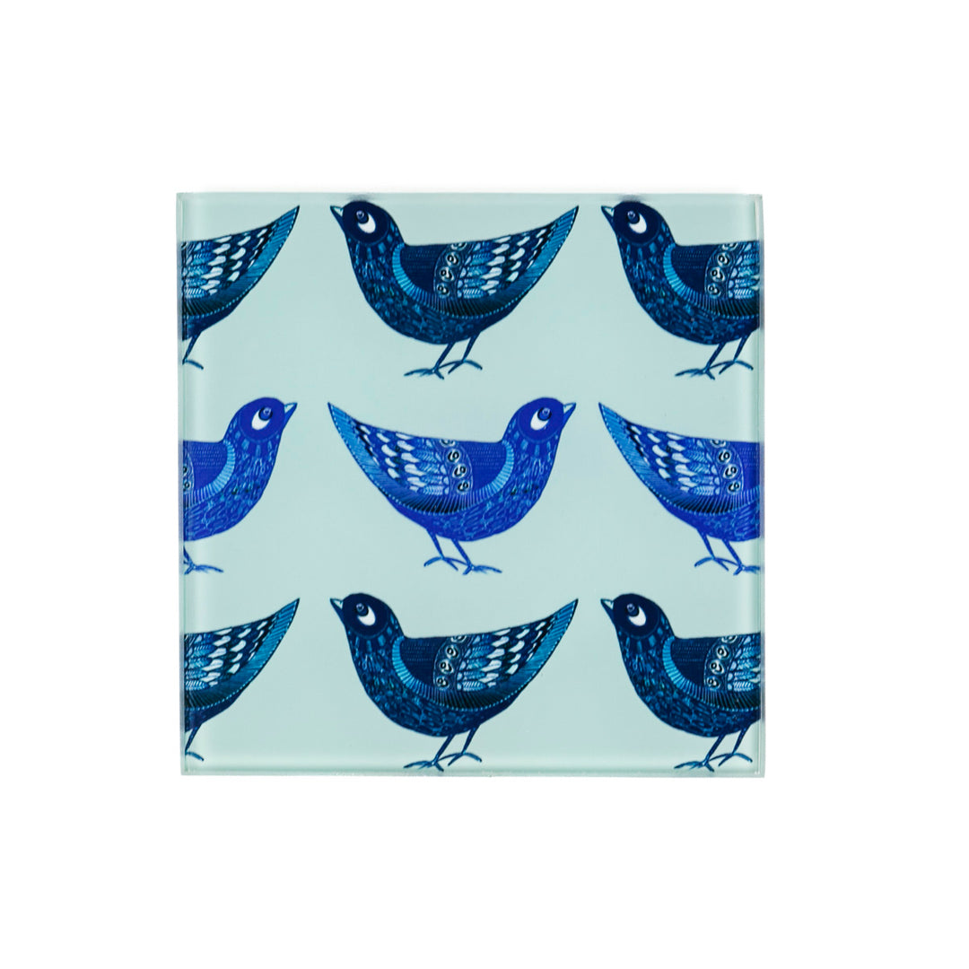 SALE - Set of 4x Partridge Design Square Glass Coasters