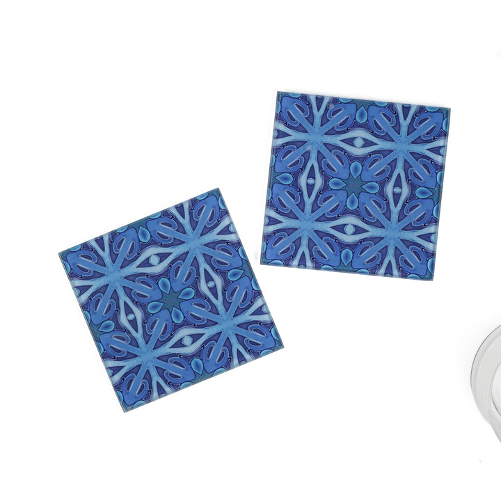 SALE - Pair of Denim Blue Twining Coasters