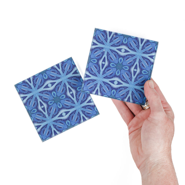 SALE - Pair of Denim Blue Twining Coasters