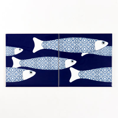 Ocean Shoal 'Border' tile - Navy Blue - Large Scale