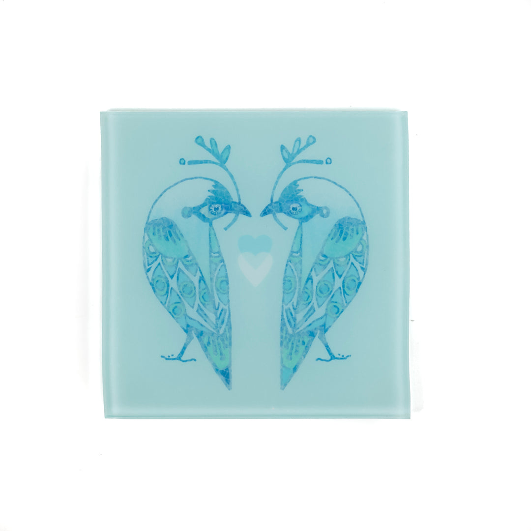 Pale Blue Lovebirds Coaster