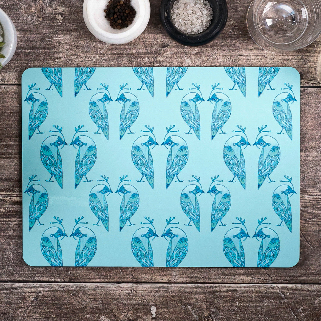 Lovebirds Placemat - Aqua &amp; Turquoise