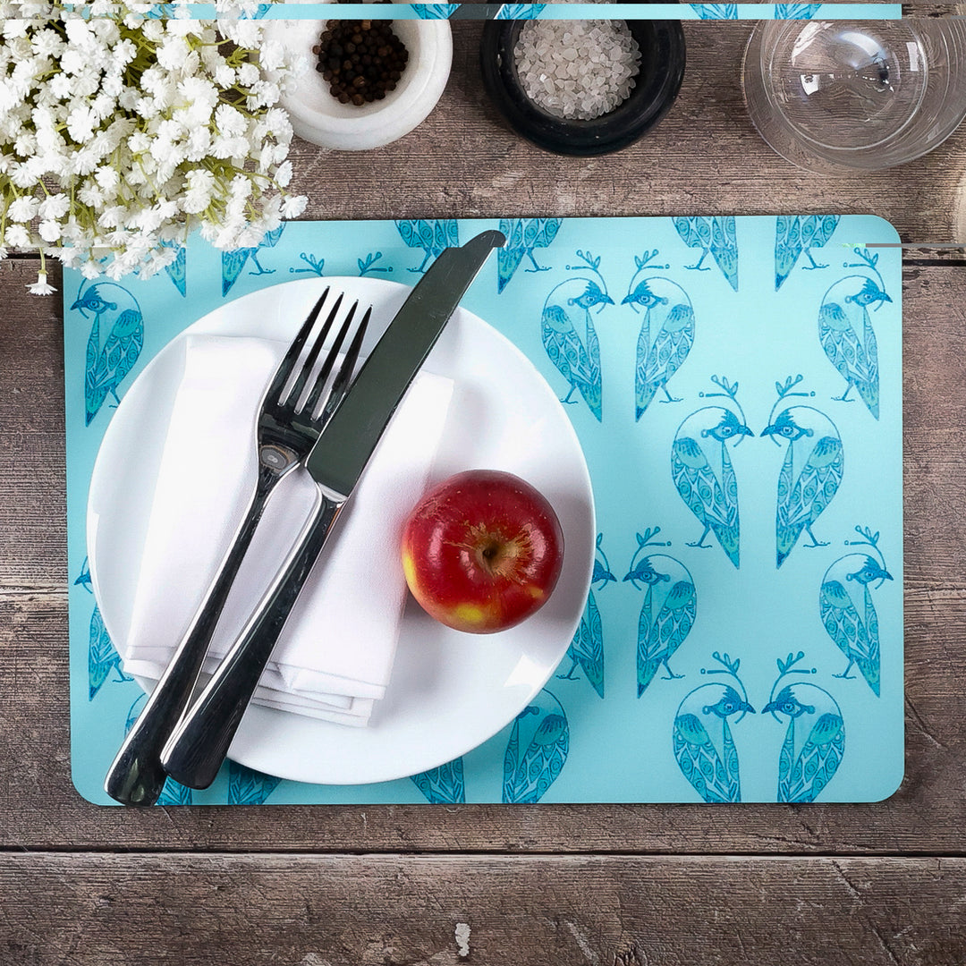 Lovebirds Placemat - Aqua &amp; Turquoise