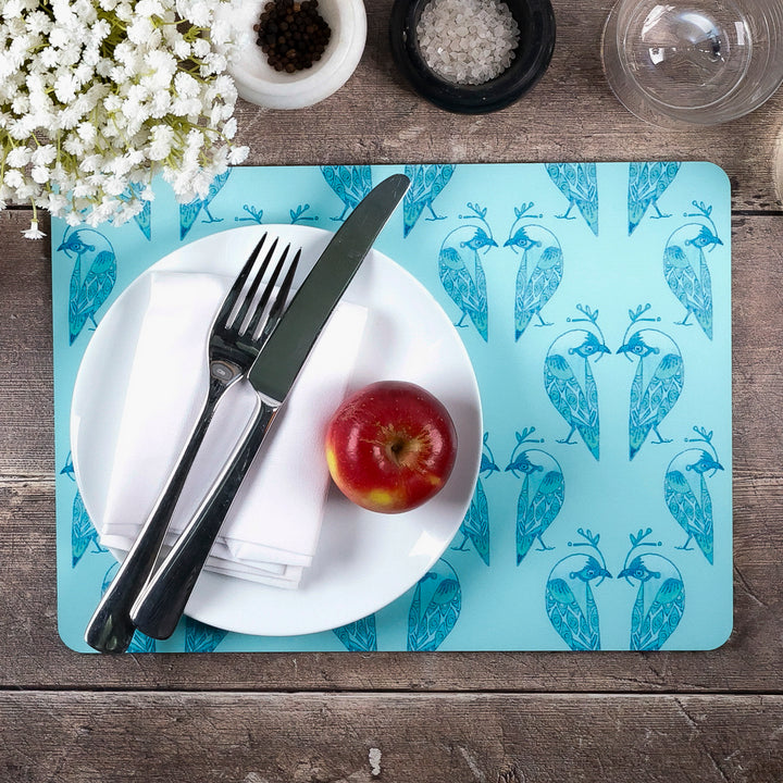 Lovebirds Placemat - Aqua &amp; Turquoise