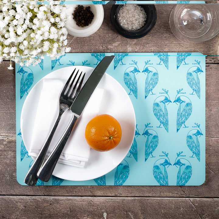 Lovebirds Placemat - Aqua &amp; Turquoise
