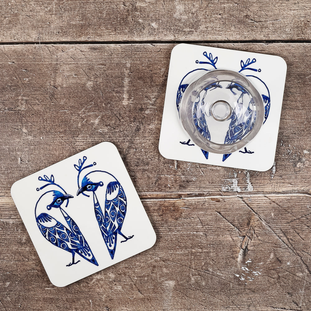 Lovebirds Placemat - Blue &amp; White