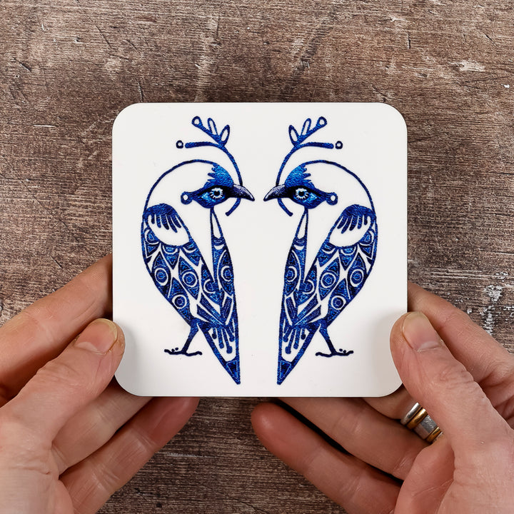 Lovebirds Placemat - Blue &amp; White