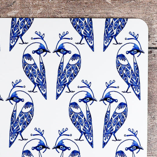 Lovebirds Placemat - Blue &amp; White