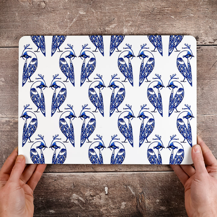 Lovebirds Placemat - Blue &amp; White