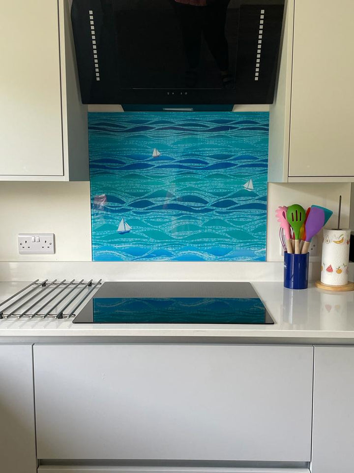 Caribbean Sea Kitchen Splashback - Boats Version