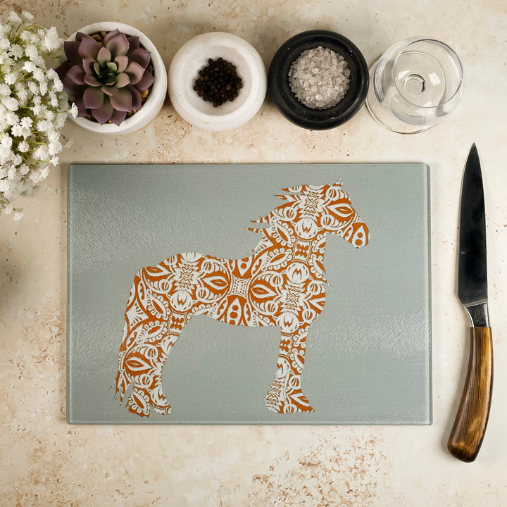 Wind Horse Chopping Board - Russet &amp; White