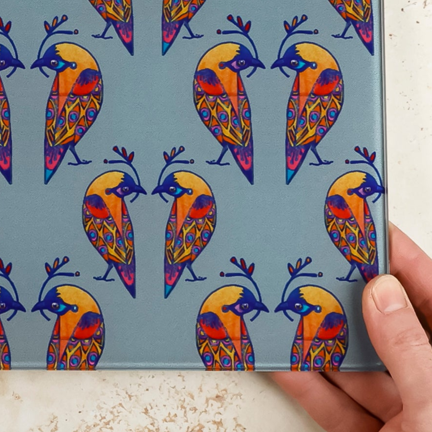 SALE: Colourful Lovebirds Worktop Protector (small/smooth)