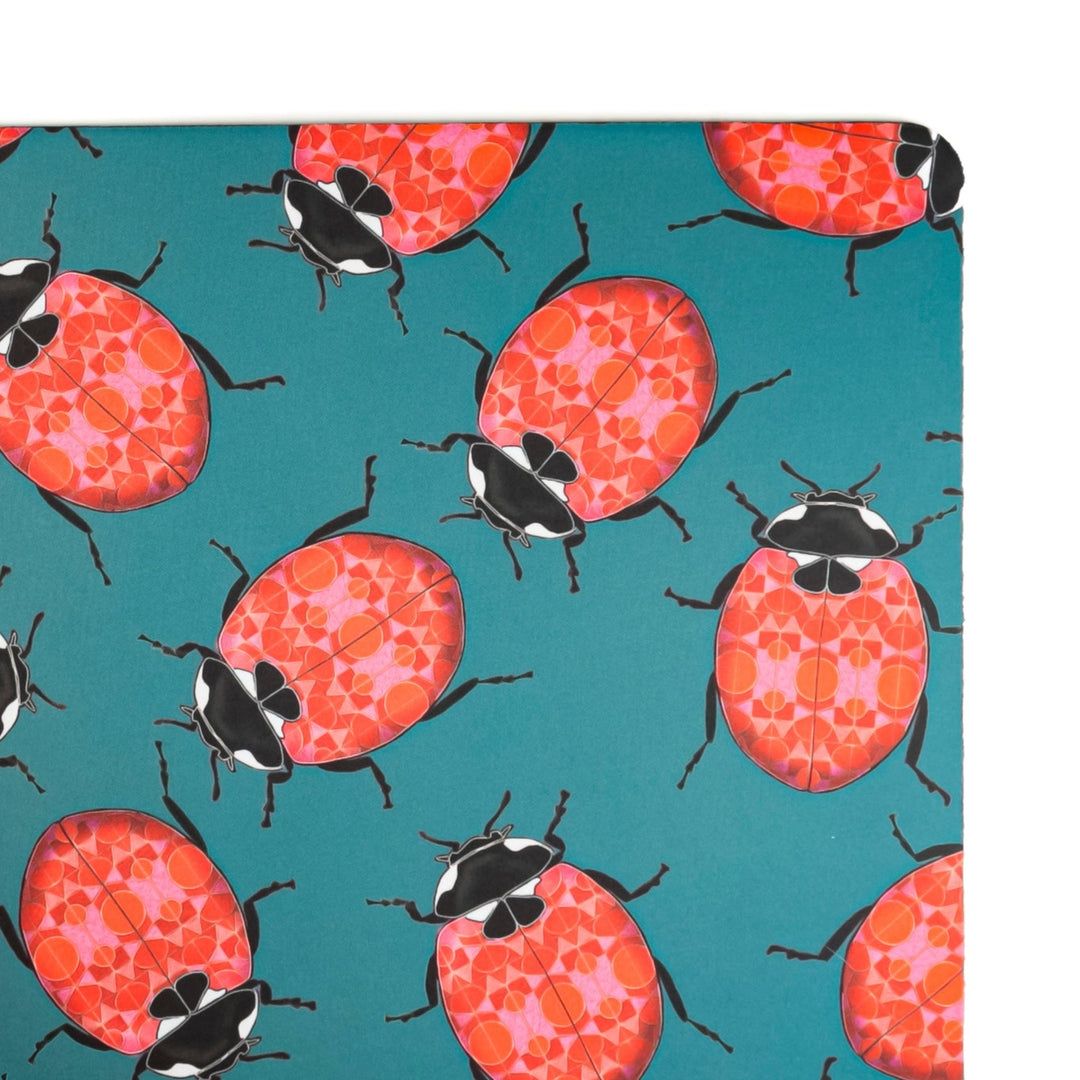 Red Ladybirds Large Pet Food Mat