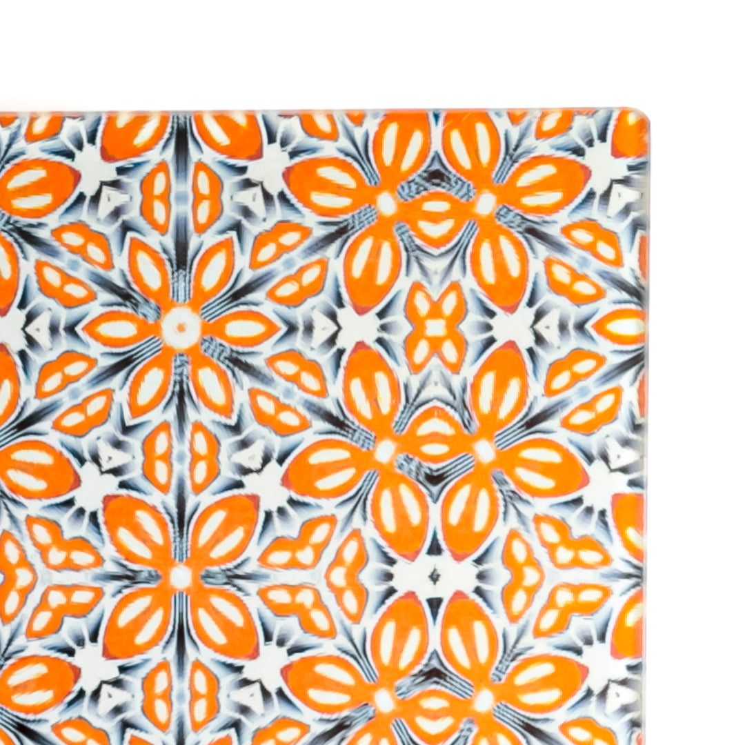 Marokkanischer Blumenschutz für die Arbeitsplatte (petrol/orange)