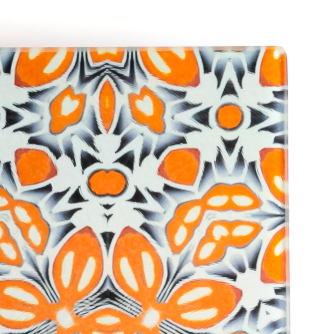 Marokkanischer Blumenschutz für die Arbeitsplatte (petrol/orange)