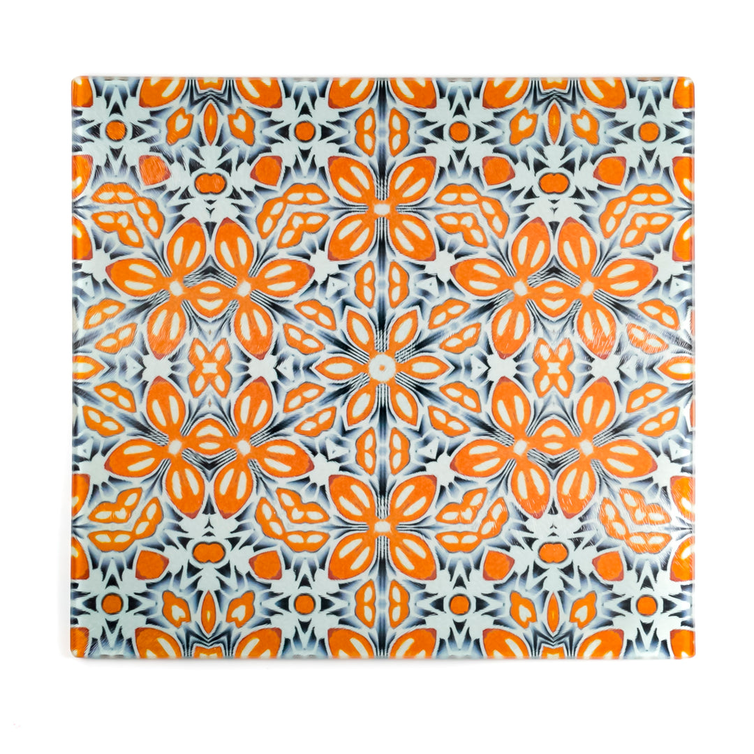 Marokkanischer Blumenschutz für die Arbeitsplatte (petrol/orange)