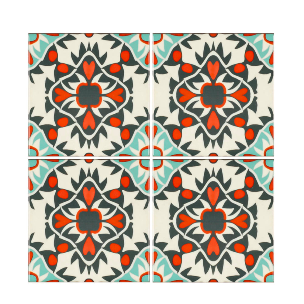 Aztec Blue Grey Orange Tiles