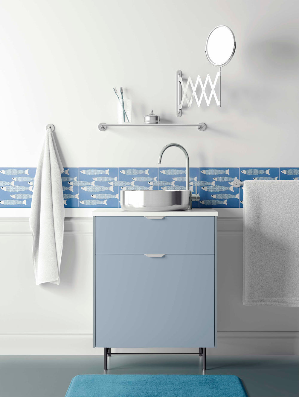 Ocean Shoal 'Border' tile - Sky Blue