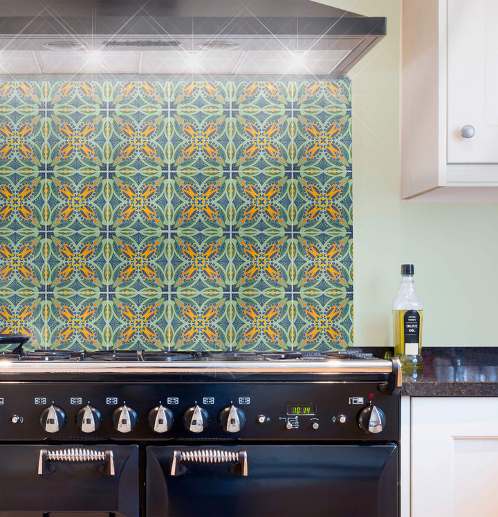 Thistle Orange Green Tile