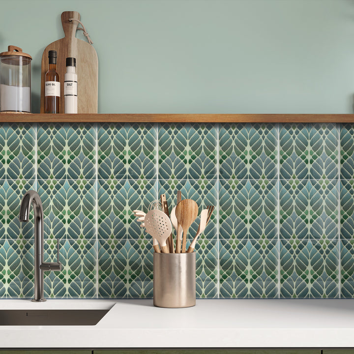 "Malachite Twining" Green blue kitchen tiles