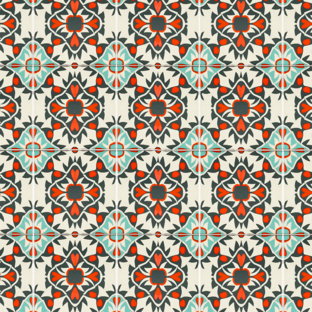 Aztec Blue Grey Orange Tiles