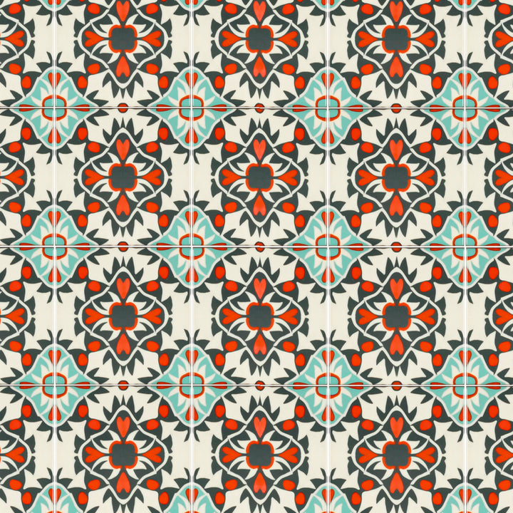 Aztec Blue Grey Orange Tiles