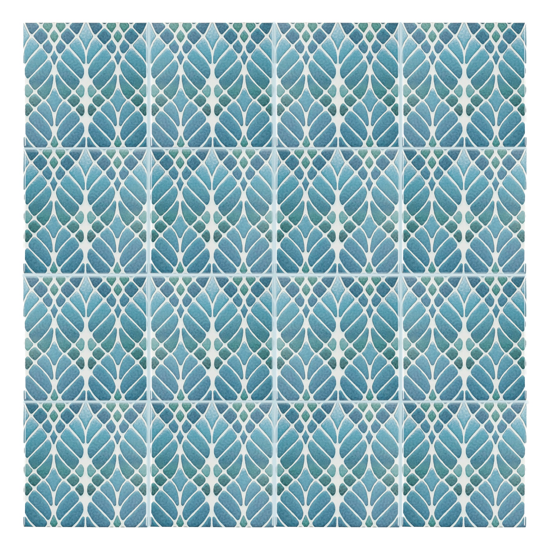Topic Tree Tile Trees tile Blue Muted - Large Scale - FIRED INK Version – DoodlePippin