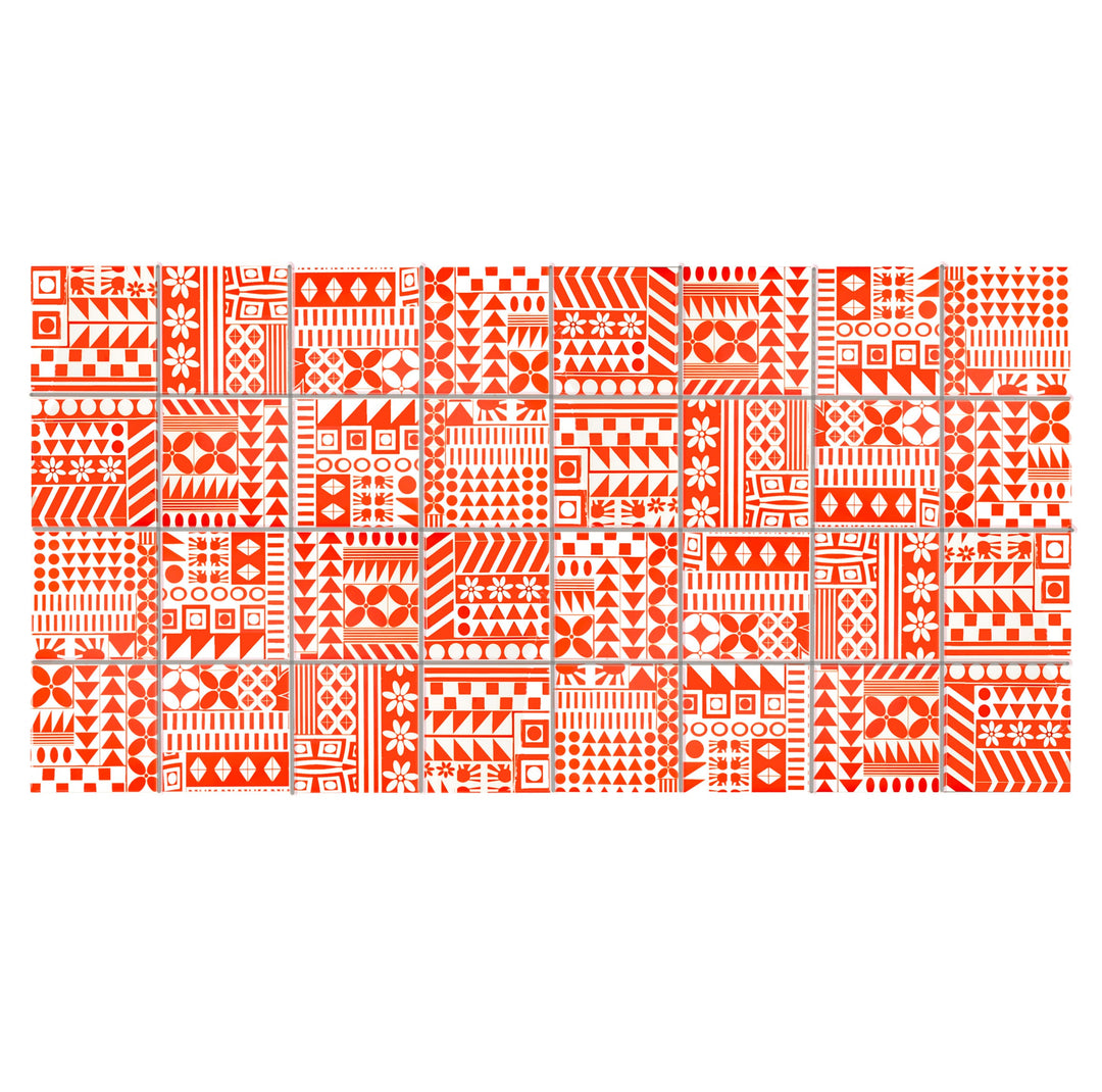 SALE SET of 8x 10.8cm Orange Geometric Retro tiles