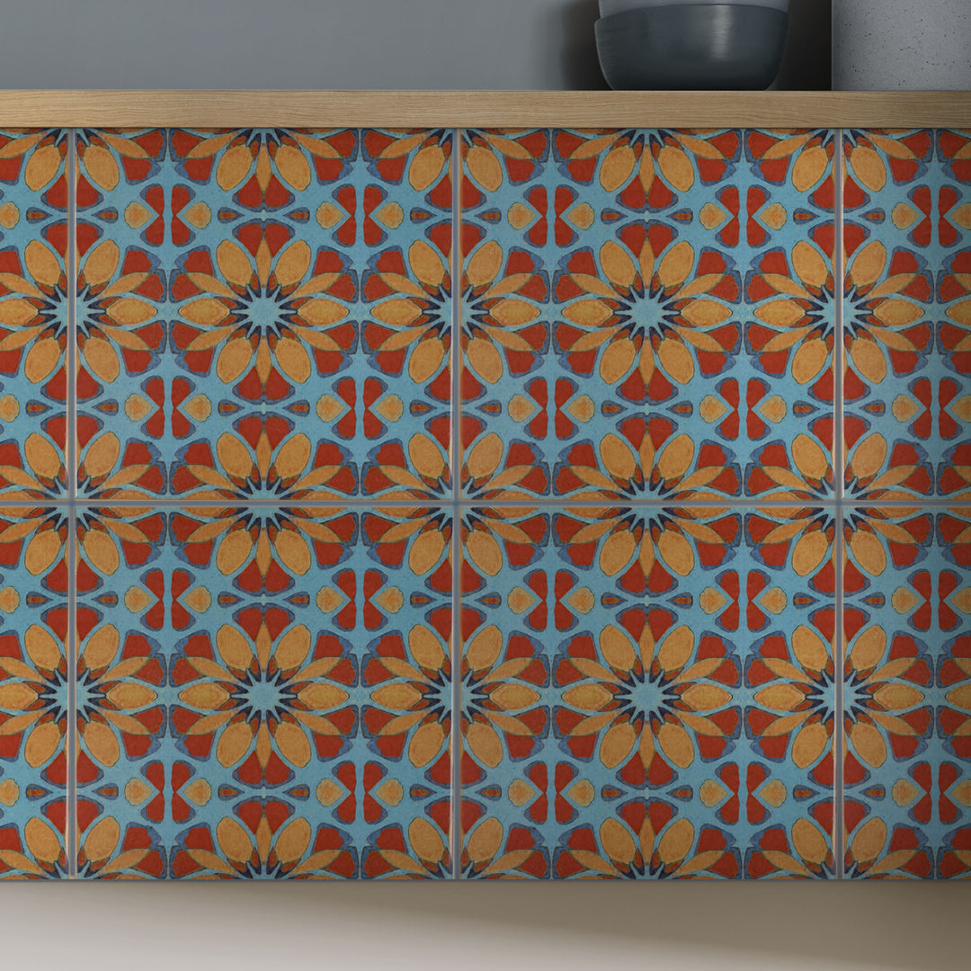 Moroccan Flower tiles - FIRED INK Version