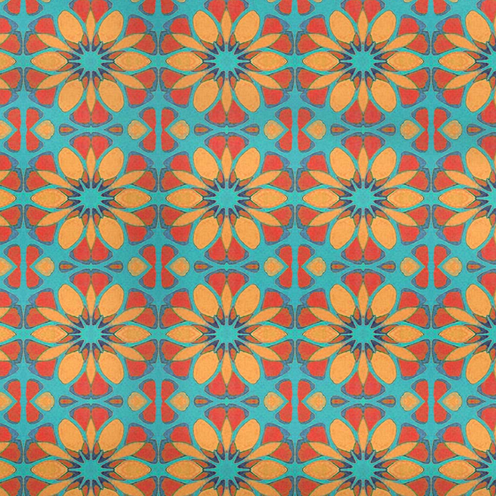 Moroccan Flower Kitchen Splashback - Orange &amp; Teal