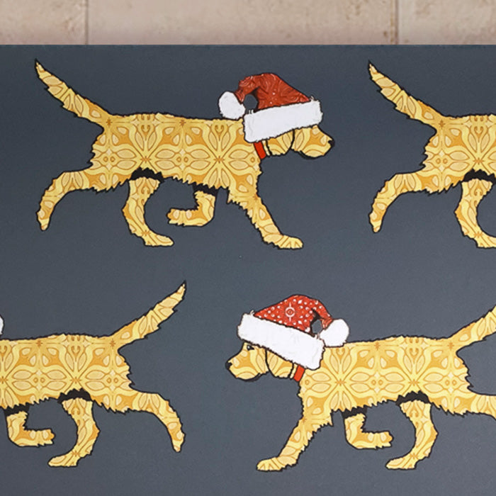 Christmas Labradoodle / Labrador Large Pet Food Mat - Yellow Labs