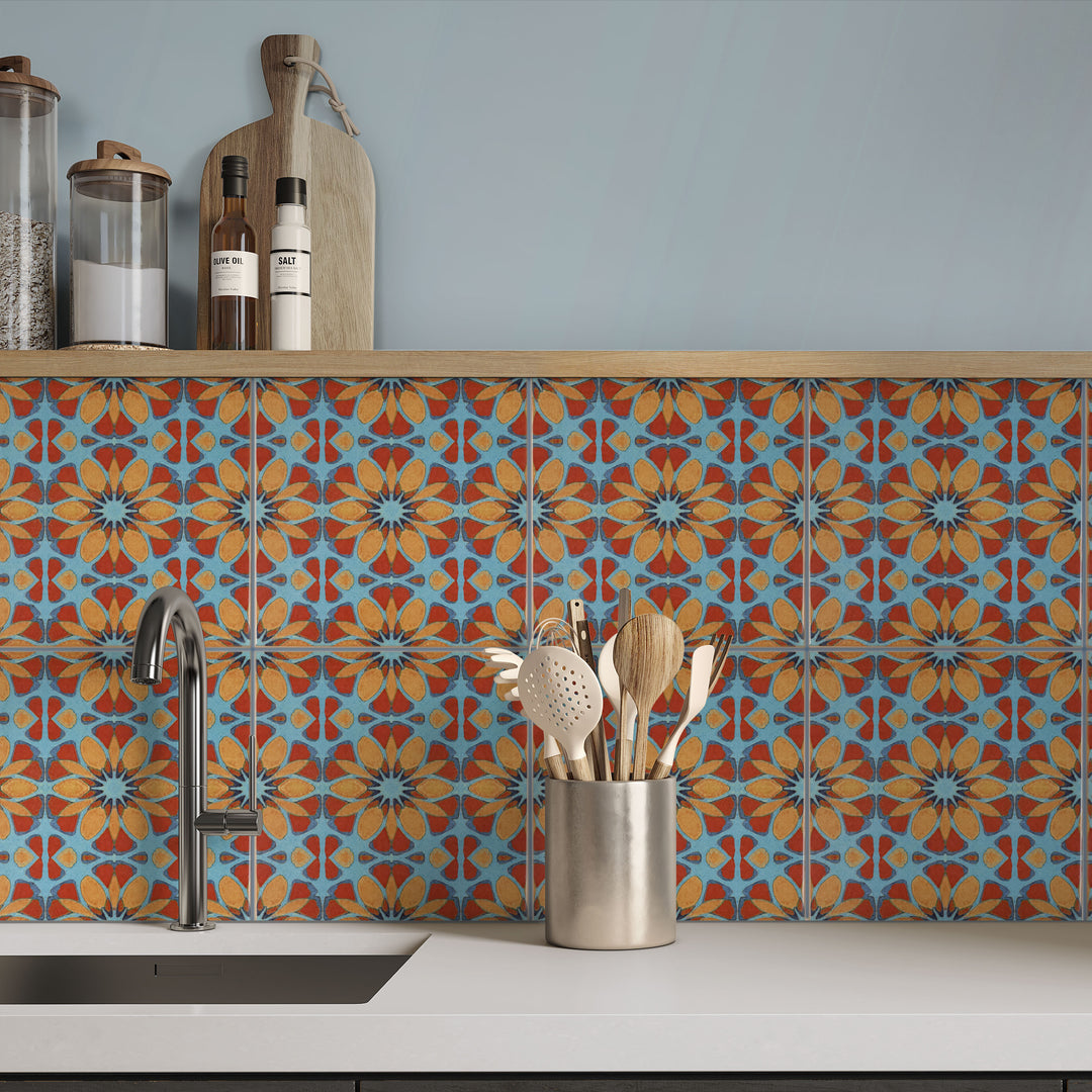 Moroccan Flower tiles - FIRED INK Version