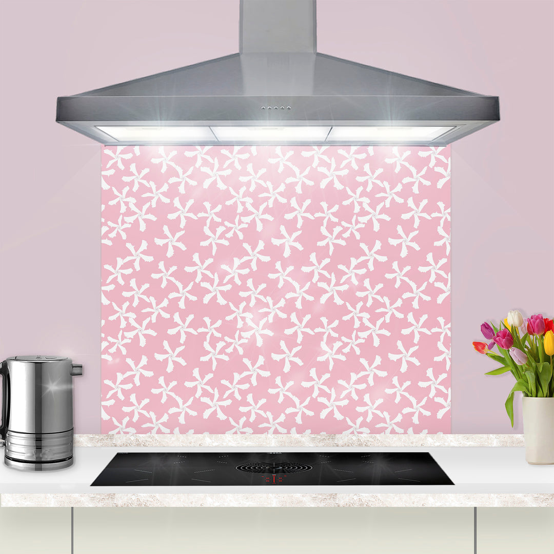 Jasmine Flower Kitchen Splashback - Pink &amp; White