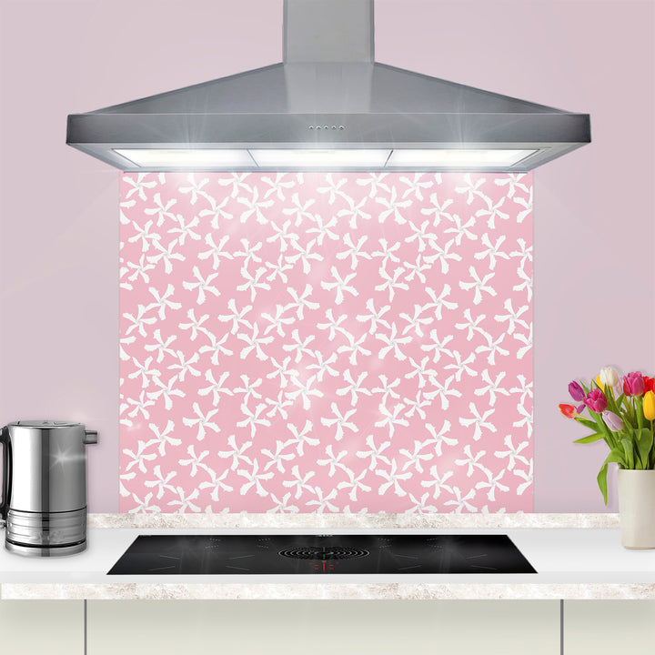 Jasmine Flower Kitchen Splashback - Pink &amp; White