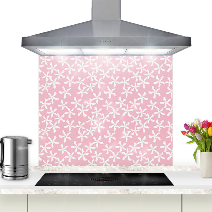 Jasmine Flower Kitchen Splashback - Pink &amp; White