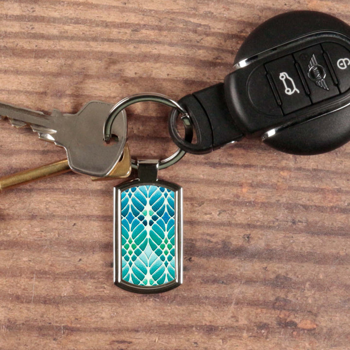 Interwoven Trees - Blue - Millefiori Keyring