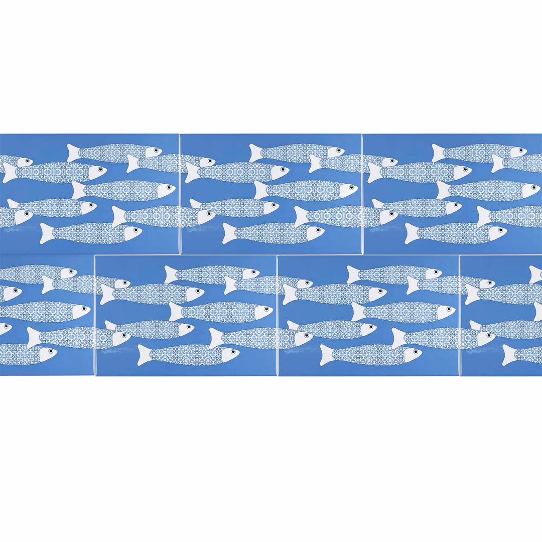 Ocean Shoal Mid Blue Border Tile – Rechteckig – 30x20cm