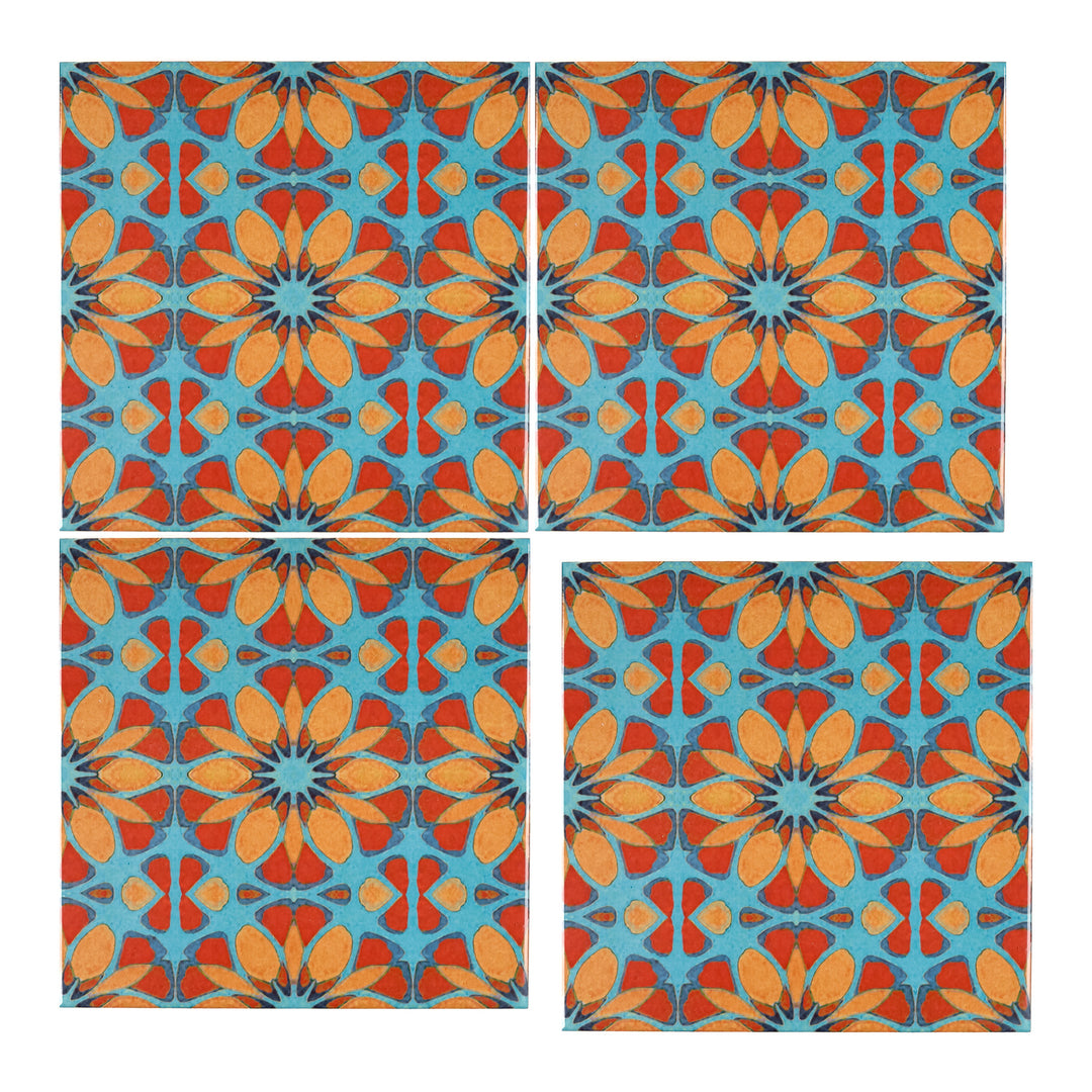 Moroccan Flower tiles - FIRED INK Version