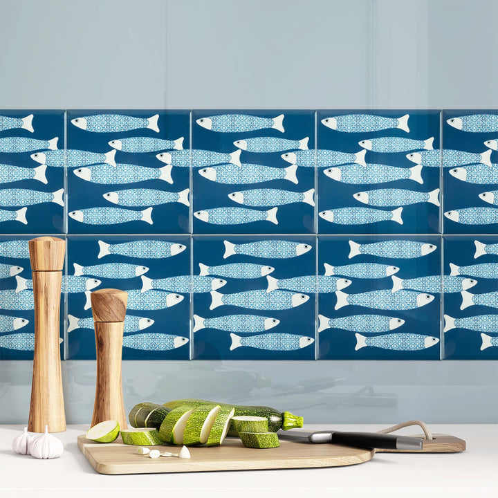Ocean Shoal tile - Teal - Border Version