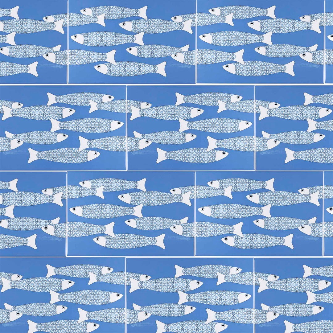 Ocean Shoal Mid Blue Border Tile – Rechteckig – 30x20cm