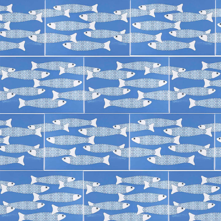 Ocean Shoal Mid Blue Border Tile – Rechteckig – 30x20cm