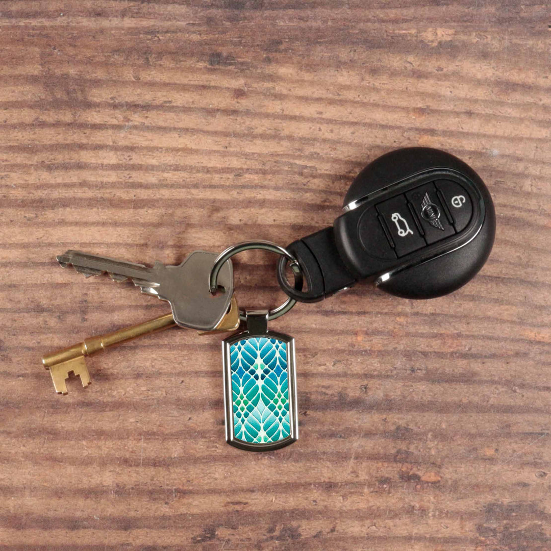 Interwoven Trees - Blue - Millefiori Keyring