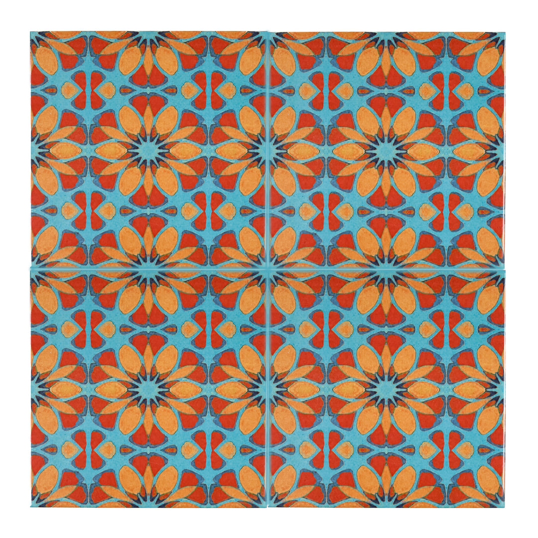 Moroccan Flower tiles - FIRED INK Version